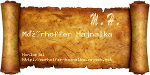 Márhoffer Hajnalka névjegykártya